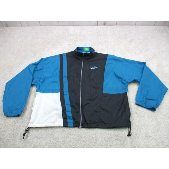 Nike Other - VINTAGE Nike Men Jacket Large Black Windbreaker Logo Colorblock Full Zip 90s *